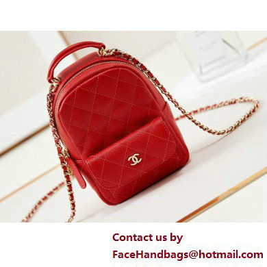 Chanel Grained Calfskin & Gold-Tone Metal Mini Backpack Bag AP3753 Red 2025 - Click Image to Close